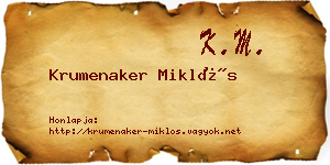 Krumenaker Miklós névjegykártya